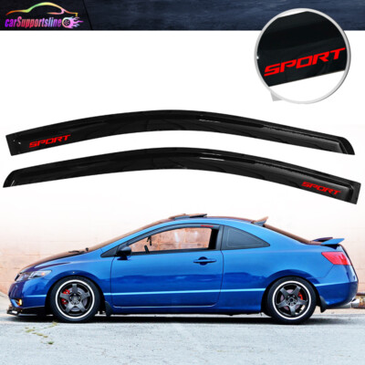 Smoke Window Visor Rain Deflectors For Honda Civic Coupe 2006-2011 – 2PCS Set, Acrylic, Easy Install