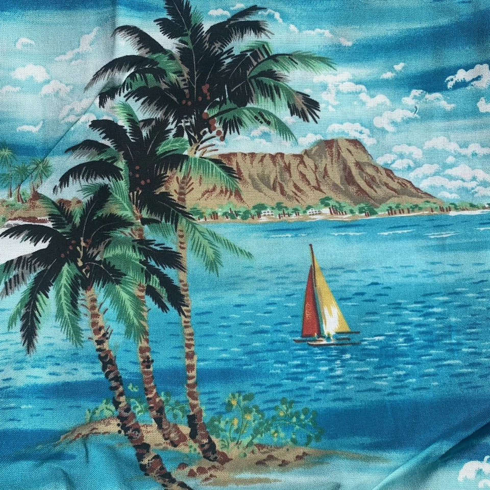 "Tela de ropa de rayón vintage tropical de playa 114x56""" Foto 4 de 4