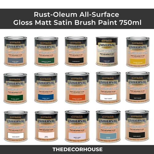 RustOleum AllSurface Gloss Matt Satin Brush Paint 750ml eBay
