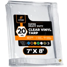 7' x 8' Clear Vinyl Tarp - Super Heavy Duty 20 Mil Transparent