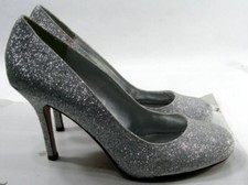 Silver 4"Stiletto high Heel round Toe Shoes Women size 9