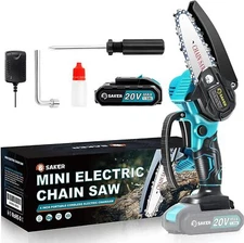 Saker Mini Cordless Chainsaw Lightweight 20V Rechargeable One Hand Use