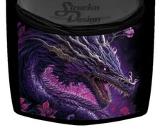 Violet Flower Sharp Dragon Intricate Hood Wrap Vinyl Graphic Decal 58