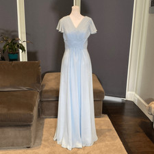 Women s Blue Chiffon Full Length Bridesmaid Prom Party Dress Size 6 NWOT
