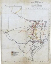 Railway Junction Map of Texas c1891 16x20