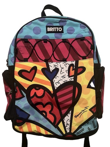 BRITTO Colorful Heart Print Backpack-Romero Britto Hearts Britto Backpack - Shop Britto main image 4