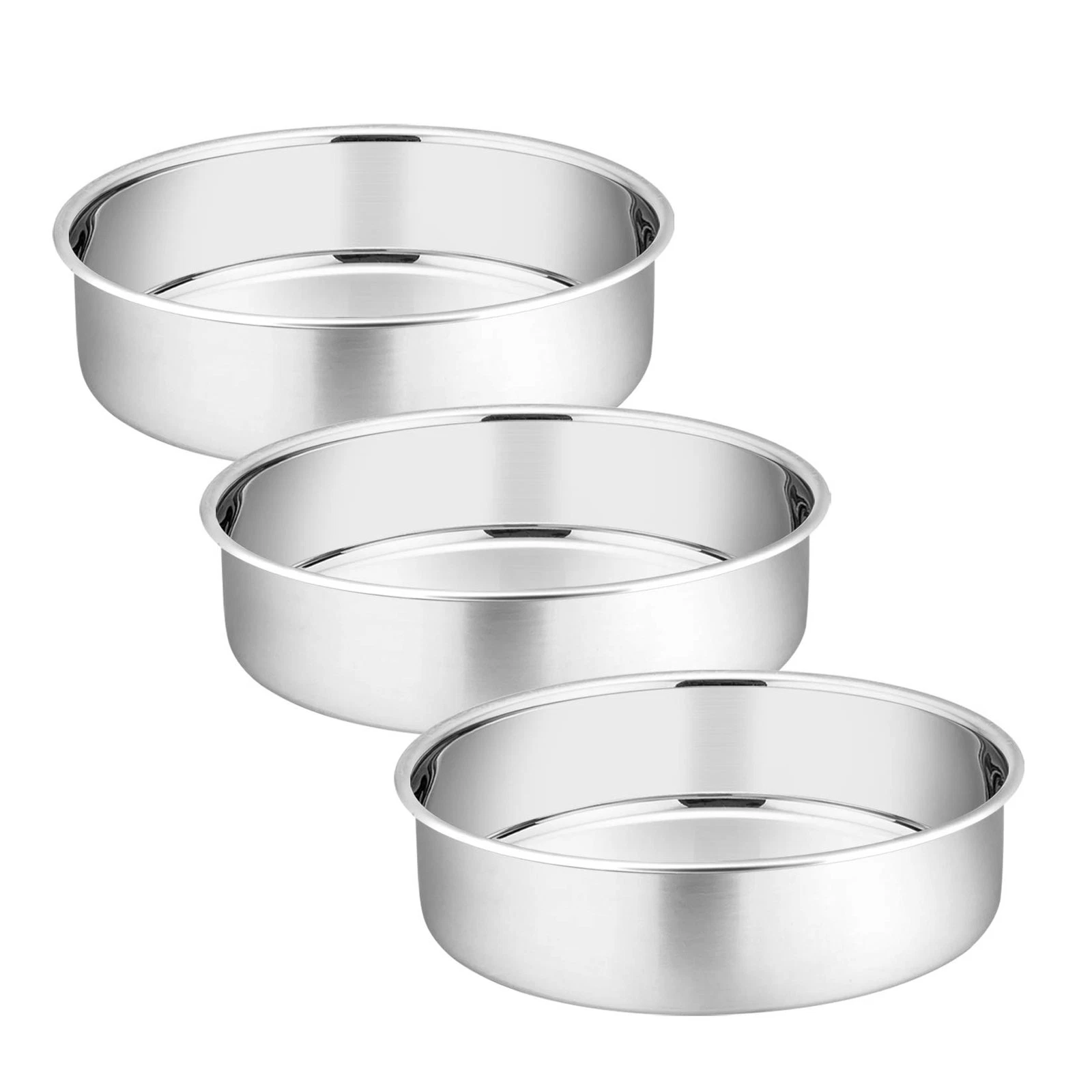 "6 Inch Round Cake Pan Set of 3, Stainless Steel Bakeware"