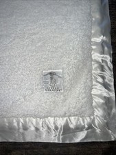 Little Giraffe Luxe Faux Fur Off White Baby Blanket Plush Satin Trim 32  x36  EUC