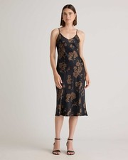 Quince Washable Mulberry Silk Caper Eclipse Floral Midi Slip Dress NWT XL