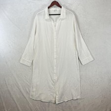 Nordstrom Dress Womens L White Cotton Shirt Midi Button Front Beachy Gauzy