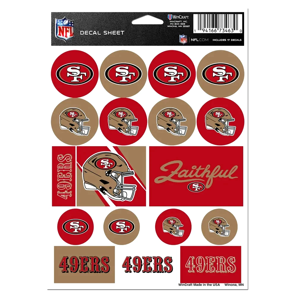 Decalcomanie Per Casco San Francisco 49ers – Full Size, Ispirazione Linea Blu