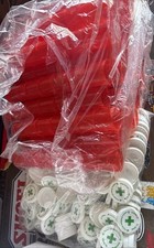 Lot of 180 Large Red Plastic Rx Pill Bottle 40 Dram Container forCraftStorage