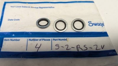 (3) New Swagelok Gasket 1/8'' ISO/BSP Parallel Thread RS, Fluorocarbon SS-2-RS-2V