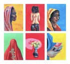 ACEO Original Acrylic Painting, Woman Bare Back Figure Red, Signed OOAK 2.5x3.5 — photo 3