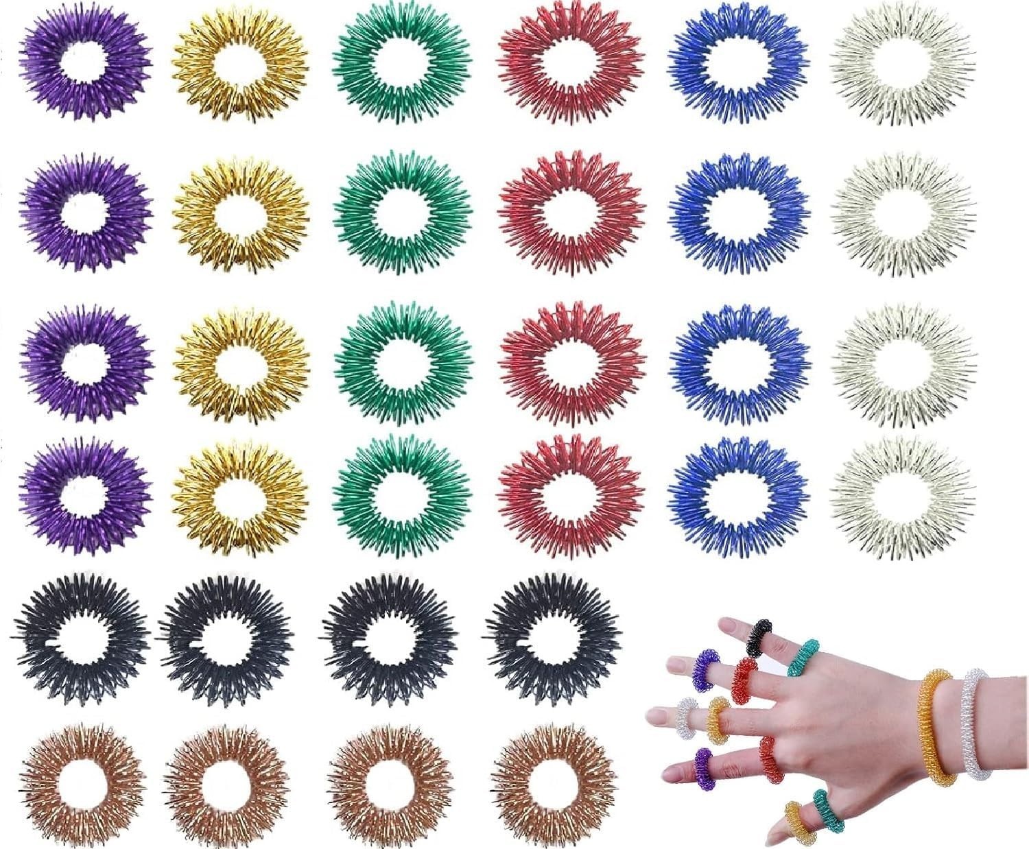 32PCS Akupressur Ring Massageringe für Finger Fingermassagering, für Finger Stac