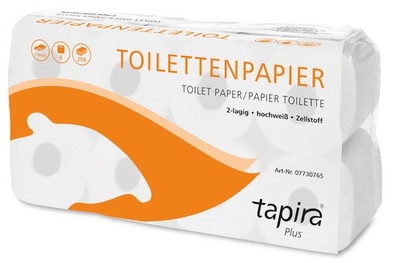 Tapira Toilettenpapier Plus 2-lagig weiß 8 Rollen á 250 Blatt