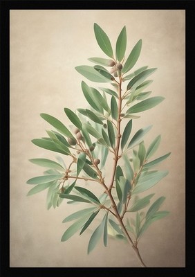 Soft Olive Branches Framed Wall Art Poster Canvas Print Picture