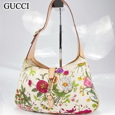 Borsa a tracolla Gucci Flora Jackie tela pelle hobo avorio floreale vintage