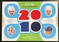 2010-11 O-Pee-Chee Souvenirs Quad Jersey Lundqvist Backstrom Lidstrom Zetterberg