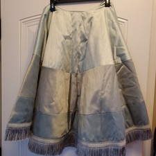 Christmas tree skirt 40 in. antique satin seafoam blue colors w/fringe
