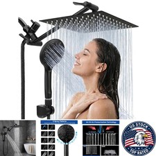 10-Inch High-Pressure Rainfall Shower Head Handheld Combo - Matte Black