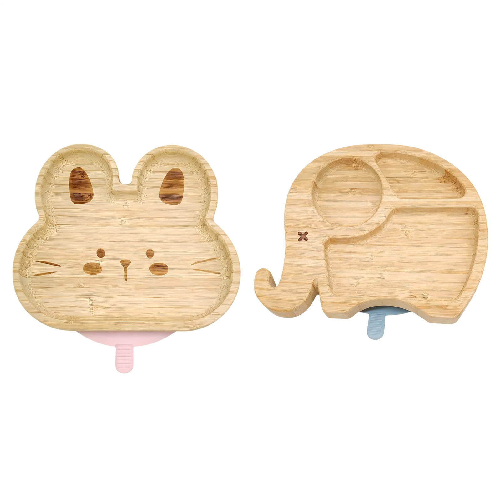 Kindergeschirr-Set mit geteiltem Teller und Tischset im Cartoon-Stil