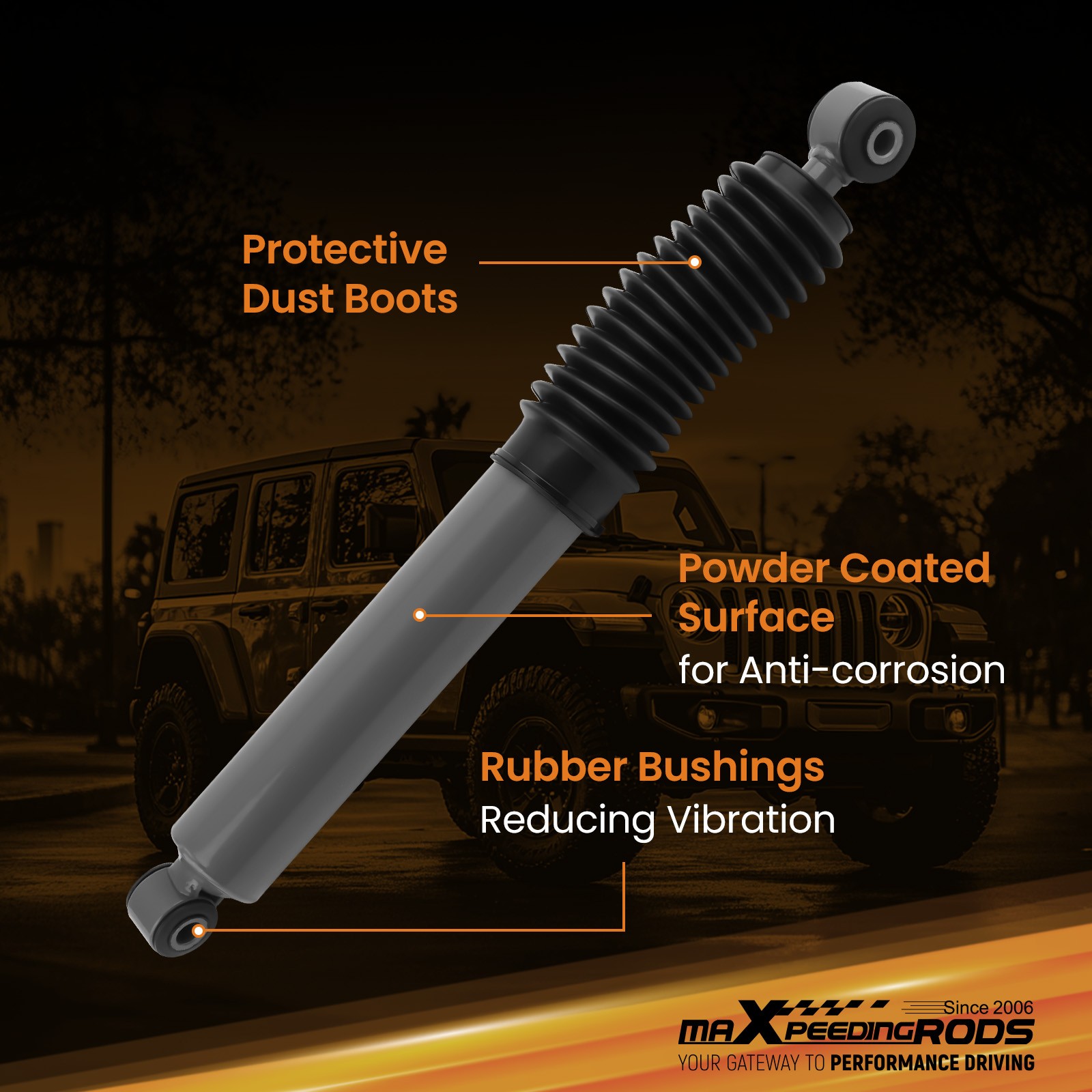 Steering Damper with Dust Boot for Jeep Wrangler JL Gladiator 2018-2025 thumbnail 2