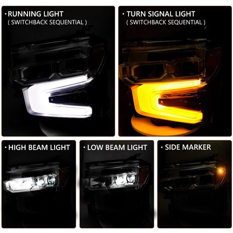 Pair Full LED Headlights For 2022-2024 Chevy Silverado 1500 LT / RST Black Foto 3 de 4