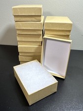 Lot 10 Small Kraft Jewelry Boxes Cardboard With Soft Foam Filling Brand New