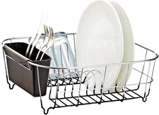 Dish Rack for Drying Plates and Cutlery, Small Metal Sink Dish Drainer