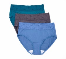 Maya J Women's Panties Sz L Breezies Dahlia Lace Modal Full Multi-colored