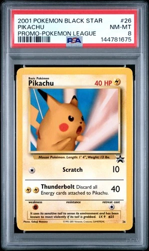 144781675 Pikachu 1999 Pokemon Wizards Black Star Promos #26 PSA 8