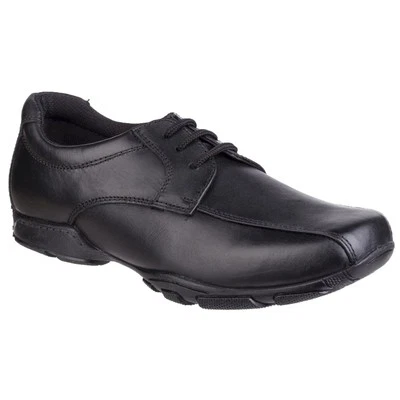 Mocasines negros de cuero para niños Hush Puppies Vincente Senior