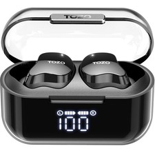 Tozo T18 Crystal Buds Bluetooth Wireless Earbuds with Charging Case - Black