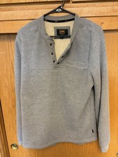 Lee Premium Gray Henley Sherpa Lined Thermal Waffle Men's Medium Sweater Shirt