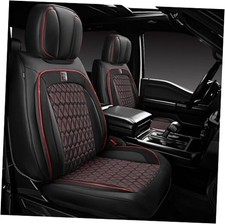 Nappa Leather Car Seat Covers Front Seats,Red Piping Two Front Seats Black Red