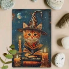 Wizard Cat Metal Sign 8x12 Vintage Wall Art Witch Decor Magic Rustic Tin Plaque