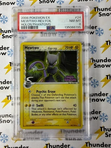 Mewtwo Reverse Foil #24 Holon Phantoms 2006 Pokemon EX PSA 8