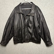 Vintage Alpine Village Soft Quilted Leather Jacket Zip Collared Bomber Retro XL