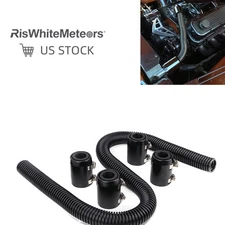 Universal 48" Radiator Coolant Flexible Water Stainless Steel Hose w/ Caps BLK