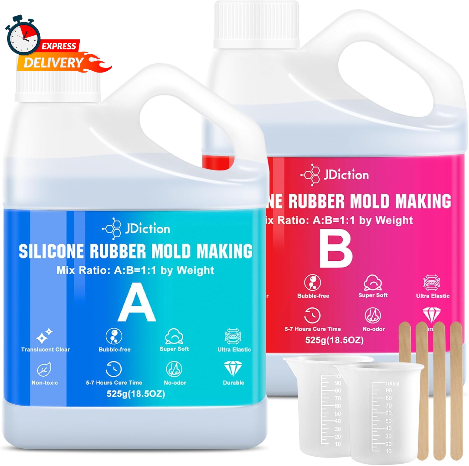 Premium 2.32Lb Elastic Silicone Mold Making Kit for DIY Crafting