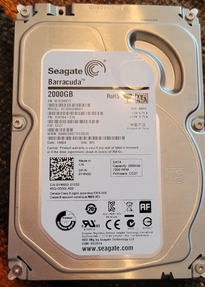 Seagate Barracuda Festplatte 3,5 Zoll, 2000 GB