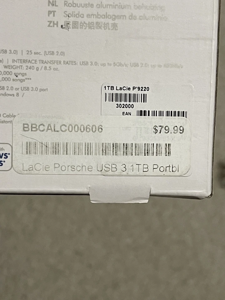 New in box. Never opened LaCie Porsche Design 1TB USB 3.0 External Hard Drive - Image 4 of 4
