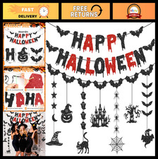 Glittery Bloody Halloween Banner - Black  Red Hanging Garland for Spooky Decor