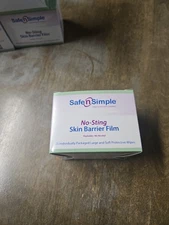 New in box. 25 Safe n Simple No Sting Skin Barrier Film wipes. Ex 4-29-24 Ostomy