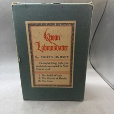 Sigrid Undset KRISTIN LABRANSDATTER  TRILOGY 3 Vol Box Set Alfred Knopf 1946