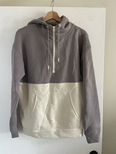 OFF WHITE Felpa con cappuccio donna mono B color block taglia small malva e panna NUOVA