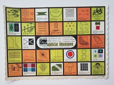 Vintage Co-Op Optical Ohio Optical Illusions Paper Placemat Union Vision Centers