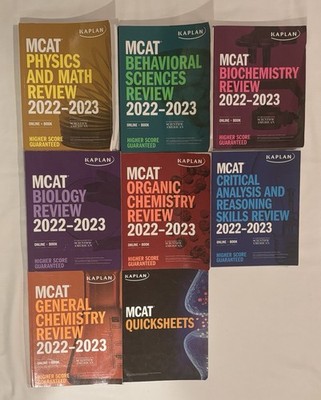 Kaplan MCAT Complete 7 Book Set 2022 2023 + Quicksheets + Box Full Prep