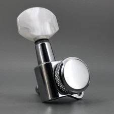 M6 Pearl Button Schaller Type Guitar Locking Machine Head Tuning Pegs Chrome 6pc